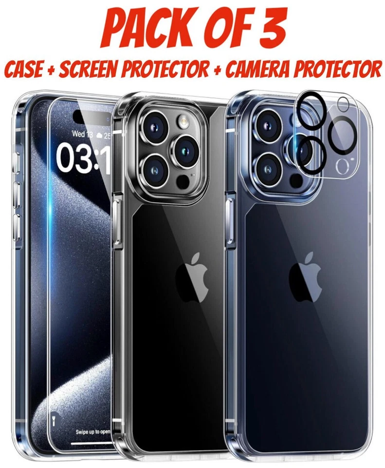 Case For iPhone 15 14 Pro Max Plus 13 11 12 7 8 XR Clear Shockproof Phone Cover - Image 1 of 4