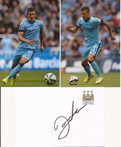 MAN CITY * STEFAN JOVETIC SIGNED 6x4 CRESTED WHITECARD+2 UNSIGNED PHOTOS+COA - Picture 1 of 1