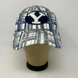 Brigham Young University BYU Mens Mesh Back Hat Blue White Plaid Logo - Picture 1 of 10