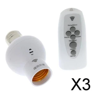 3X Digit Remote Control Bulb Socket E27 Wireless Bulb Holder Cap Switch - Picture 1 of 7