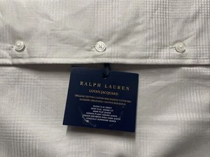 Ralph Lauren Lovan Jacquard Like Glen Plaid Organic Flat Sheet Platinum NW Queen - Picture 1 of 3