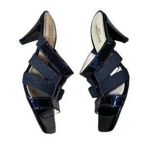 Sesto Meucci Made in Italy Women Black Patent leather Mule Heels shoes Sz 9 - Picture 1 of 8