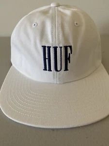 CAP HUF MARKA 6 PANEL WHITE WITH NAVY EMBROIDERED LOGO - Picture 1 of 4