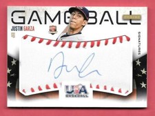2014 Justin Garza Panini USA Baseball Rookie Auto Game Ball 74/99 - Cleveland