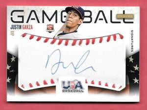 2014 Justin Garza Panini USA Baseball Rookie Auto Game Ball 74/99 - Cleveland