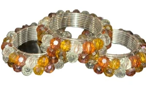 Jewel  Multi Color Metal Faux Crystals Napkin Rings Set Of 3 R3-6 - Picture 1 of 2