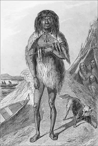 CHILE (Land of Fire) - A CAMP of FUEGIANS - Engraving from 19th century - Picture 1 of 2