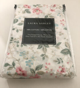 Laura Ashley Two Standard Percale Pillowcases Spring Bloom T200 Pet Pink Floral