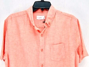 Onia Kurzarm Leinen Hemd Herren S oder M Jack Koralle Button Down 1 Tasche Baumwolle - Bild 1 von 12