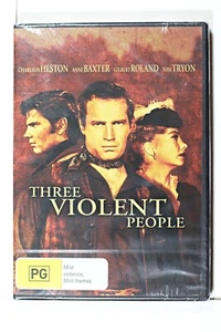 Three Violent People DVD - PAL Charleston Heston Western Drama New Sealed - Picture 1 of 3