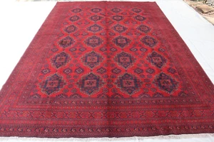 9.6x13.2 Feet. Afghan Geometric Pattern Hand Made Area Living Art Rug - Picture 1 of 13