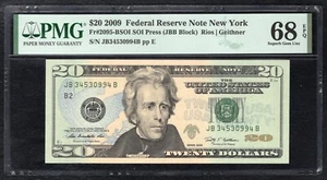 FR. 2095-BSOI 2009 $20 FRN FEDERAL RESERVE NOTE SOI PRESS PMG GEM UNC-68EPQ (C) - Picture 1 of 2