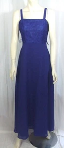 1970s Vintage Blue Lace Prom Party Dress Evening Size 8 Chiffon Strappy Retro - Picture 1 of 9