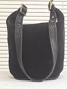 Coach Reverse Suede XL Berkeley 9010 Black Duffle Sack Bag Handbag Made in USA - Picture 1 of 6