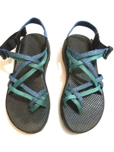 CHACO Vibram Sole Women's Sport Hiking Sandals Green Blue Strappy Size 8 - Picture 1 of 6