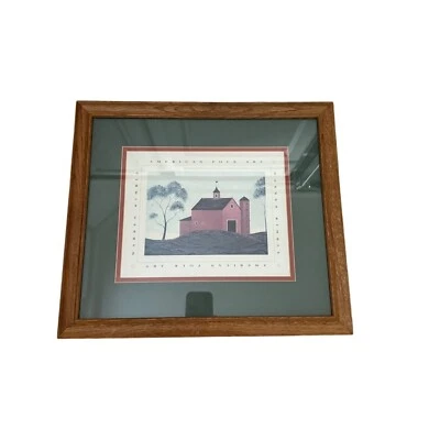 Impresión enmarcada de arte popular por Warren Kimble rojo granja granero campo núcleo colgante de pared Foto 1 de 4