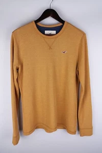 Hollister Men T-Shirt Long Sleeves Casual Yellow Cotton Blend Pullover size S - Picture 1 of 6