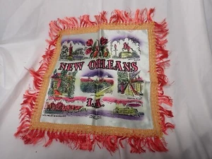 Vintage Tapestry / Pillowcase Silk New Orleans 12" by 12" in very nice condition - Picture 1 of 6