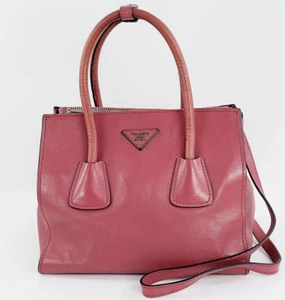 Auth PRADA Raspberry Pink Calf Leather 2 Way Hand Soulder Bag Purse #55876 - Picture 1 of 18