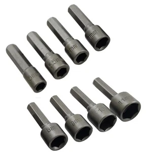 8 Piece Magnetic Nut Driver Socket Set Impact Drill Bits 1/4" Hex Shank 5 - 11mm - Picture 1 of 5