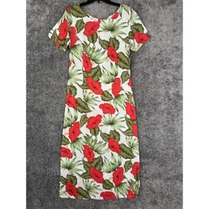 Maxi abito vintage Tiasa taglia 8 Aloha Rayon Festival Hawaii Island Cruise floreale - Foto 1 di 10