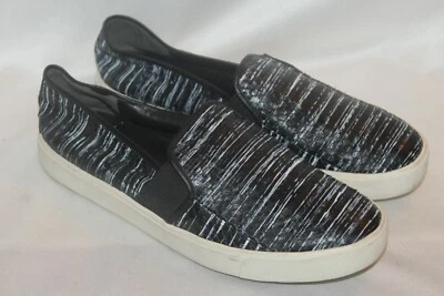 VINCE Black White Striated Snakeskin Leather Slip On Platform Loafer Sz 8 $295 - Image 1 of 4