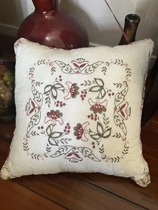 Embroidered Dainty Floral Throw Pillow Vintage Cottagecore Grandmacore  15” - Picture 1 of 5
