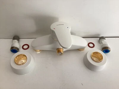 Robinetterie Douche Hansa Mix,Blanc/Or 24K,Robinet de Douche,Armatures 01670173 - Photo 1/4