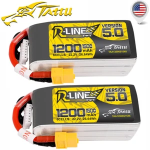 2x Tattu R-Line 5.0 1200mAh 150C 22,2V 6S Lipo Akku XT60 Stecker für FPV Racing - Bild 1 von 6