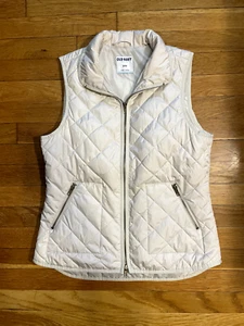 Old Navy Size Small Off-White Cream Quilted Vest Zip Front Pockets - Picture 1 of 4