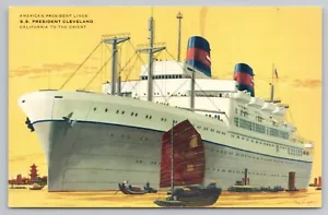 Postal de las líneas del presidente estadounidense de las SS Cleveland California a Orient - Imagen 1 de 2