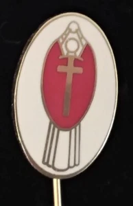 VINTAGE  TIE PINS  2  ENAMEL  WITH A GILT CROSS ON A RED OVAL CHRISTIANITY - Picture 1 of 6