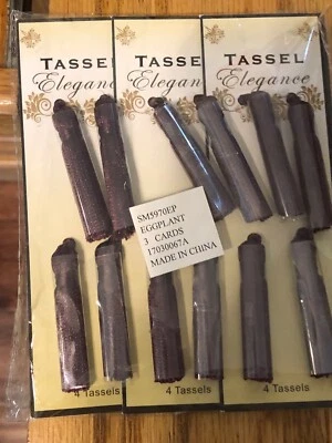 12 Borlas de Berenjena 2" Poliéster Nuevo Antiguo Stock Adornos Foto 1 de 3