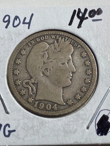 1904 Barber Quarter 25c, 99 Cent Shipping Cover