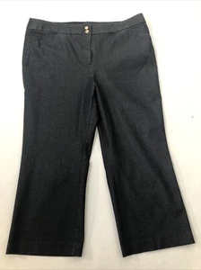 Chico's Womens Pant Sz 3 US 16 DkBlue Flat Front High Rise Straight Stretch Crop - Picture 1 of 13