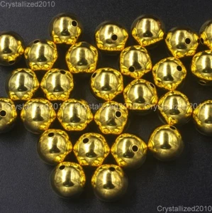 50pcs Gold Plated Over Copper Round Beads 4mm 6mm 8mm 10mm 12mm 14mm 16mm - Picture 1 of 11