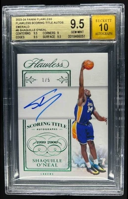2023-24 impecable Shaquille O'Neal título de puntuación automático esmeralda #1/5 BGS 9,5/10 Foto 1 de 2