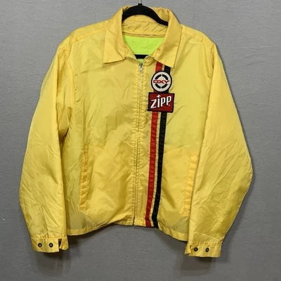 1950's Bonner Car Coat Racing Jacket Yellow Stripe OXY ZIPP patches Zip In Liner - Image 1 of 4