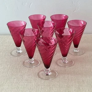 THERESIENTHAL Crystal F. SCHMIDT GARDA Rose Swirl Cocktail Glasses (8) - Picture 1 of 9