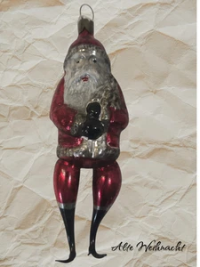 ❉Alte Weihnacht❉ Christbaumschmuck SANTA MIT FREIFORM-BEINE Lauscha/Thüringen - Bild 1 von 3