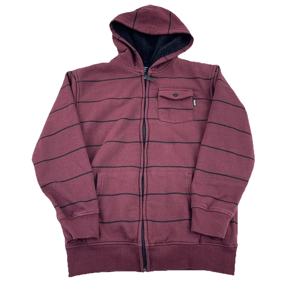 Zoo York Hoodie Boys Large Marron Sherpa Lined Full Zip Jacket Skate Youth Y2K - Image 1 of 4