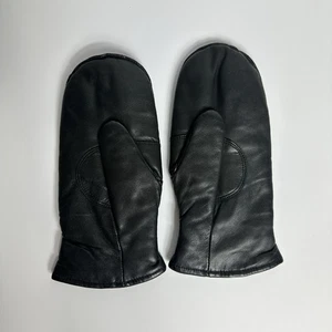 Vintage Dupont Black Insulated Leather Thermolite Mitten Gloves Women's Size M - Picture 1 of 10