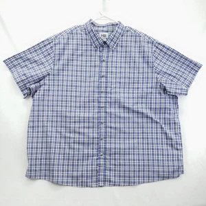 HB Harbor Bay Shirt Mens 3XL Blue White Plaid Short Sleeve Casual Pocket Classic - Picture 1 of 12