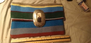 Hand Woven Clutch Purse Wool, Native Vintage Silver And Horn Accent - Picture 1 of 4