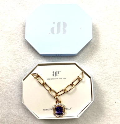 BP Bomb Party Necklace Purple Topaz Cubic Zirconia Gold Plating NK59516 18” NWT - Image 1 of 4