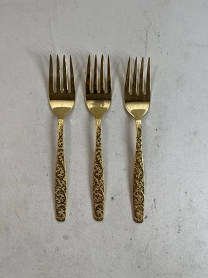 Cubiertos American Golden Heritage dorados 3 tenedores de ensalada repuesto vintage Foto 1 de 4