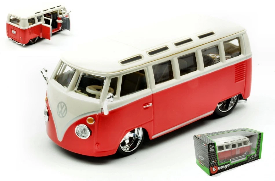 Modellino auto scala 1:32 Burago VW VAN SAMBA diecast modellismo statico - Immagine 1 di 1