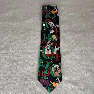 VTG 1998 Looney Tunes Classic Collectio Neck Tie Mens Christmas 100% Silk - Picture 1 of 4