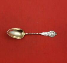 Medallion by R. Strickland Coin Silver Coffee Spoon Gold Washed and Twisted 5"