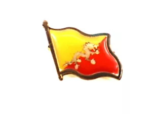 Bhutan Land Königreich Flagge ANSTECKNADEL Vintage gelb & orange Drache Vintage - Bild 1 von 4